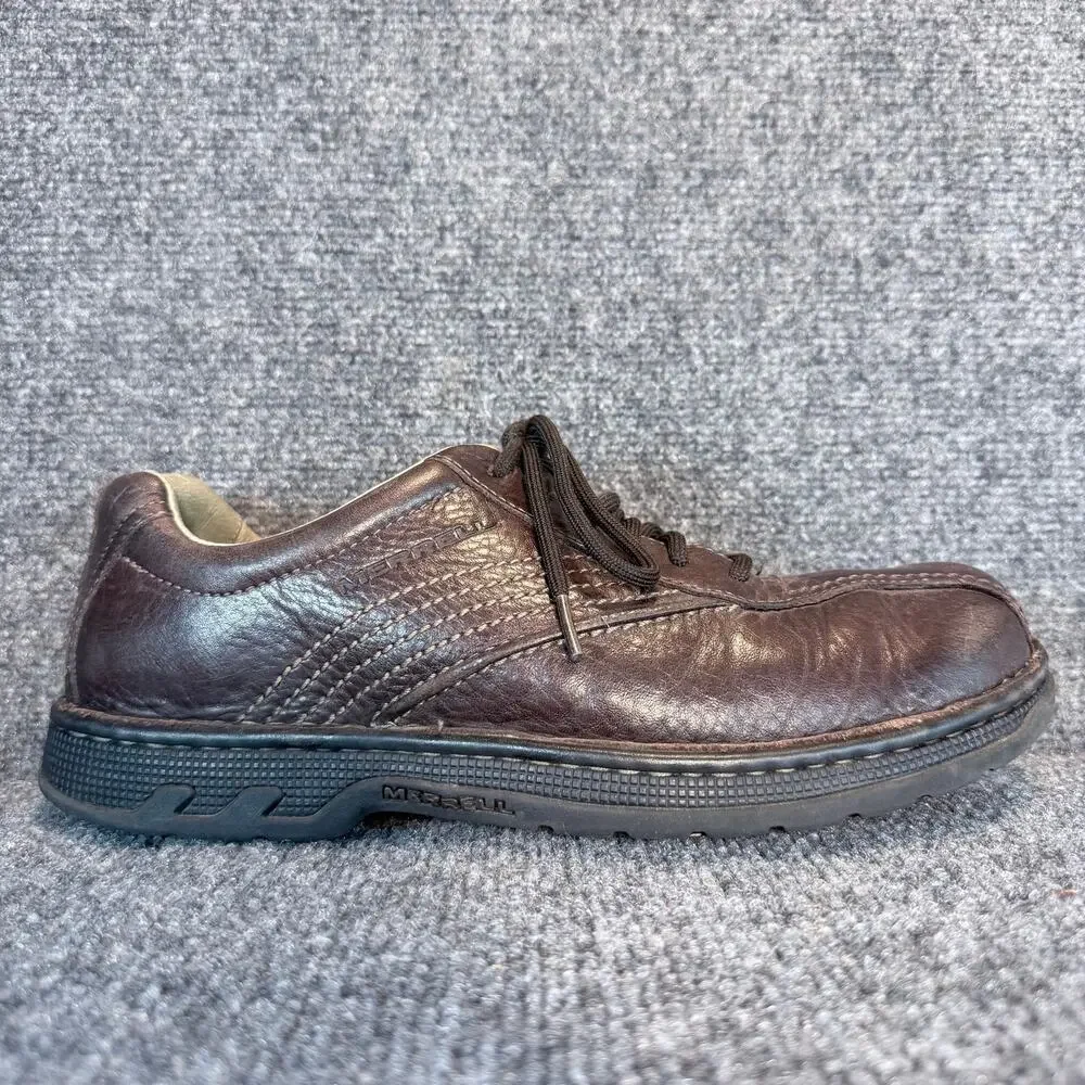 Merrell Mens World Compass Brown Leather Lace Up Casual Oxford Shoes Size 11.5
